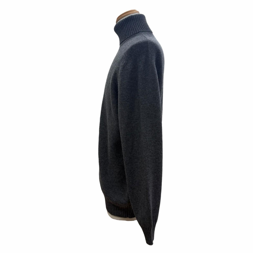 Excellent Brunello Cucinelli sweater Turtleneck knit gray cashmere mens IT 54