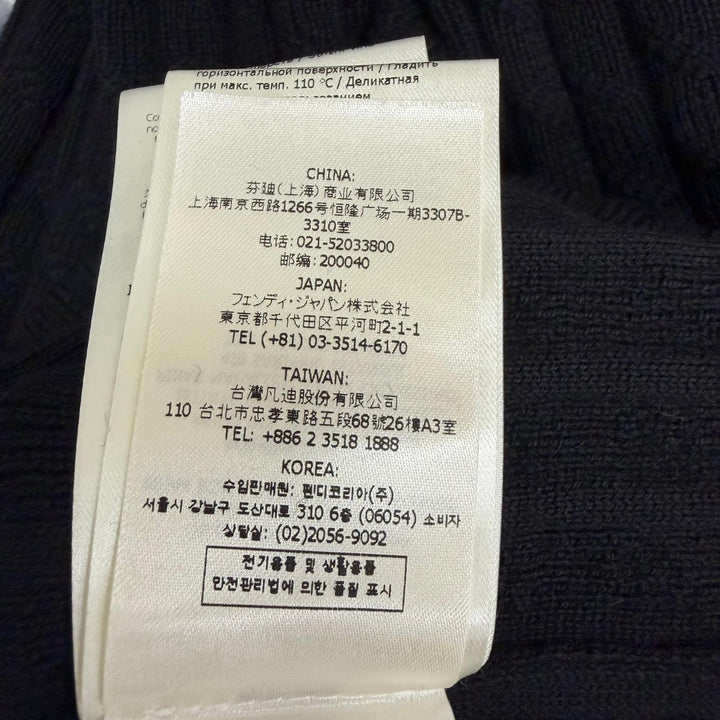 Excellent FENDI sweater FF Logo Metal Cable Knit Long Sleeve Sweater black wool