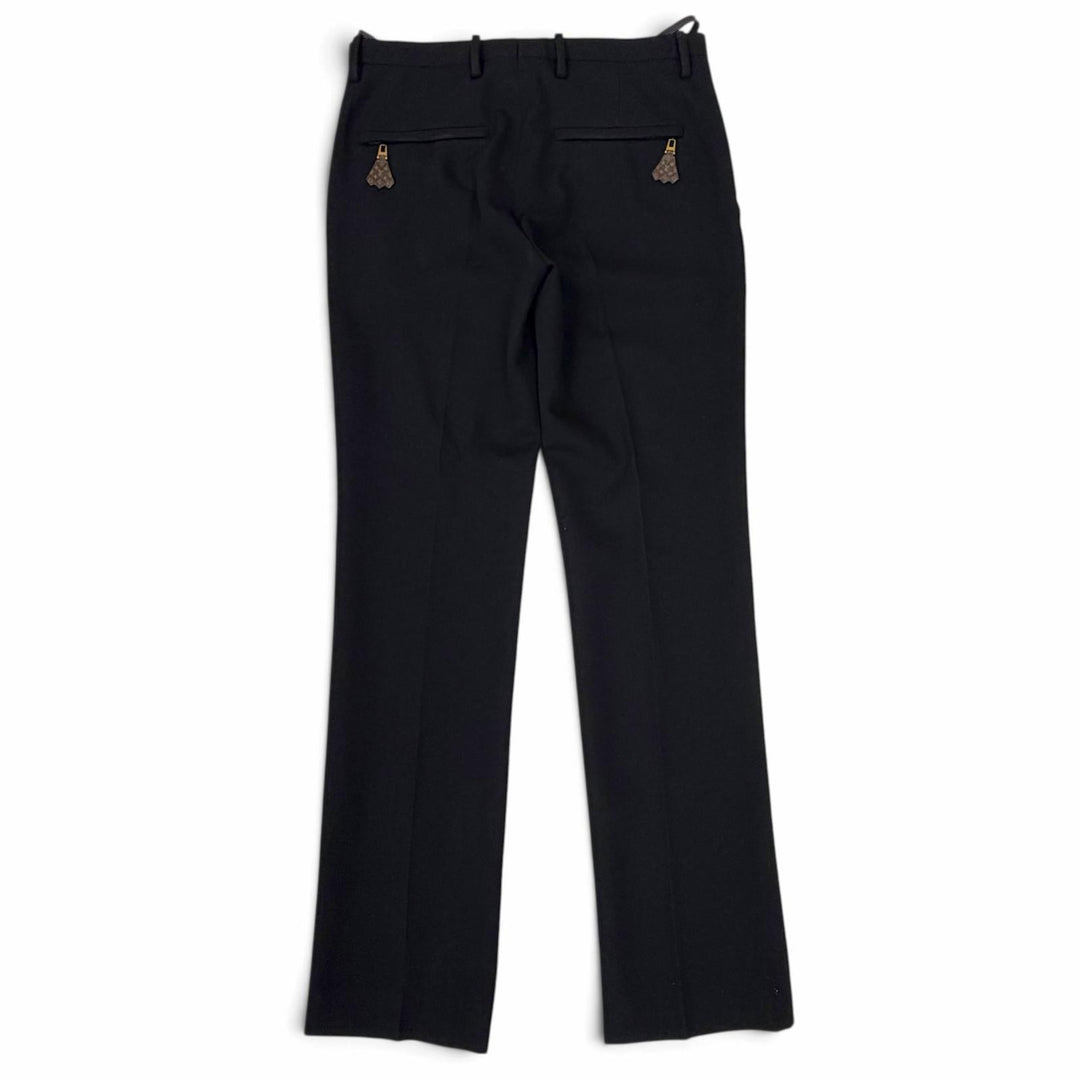 Pristine LOUIS VUITTON Pants Monogram tag slacks black wool Women IT 36