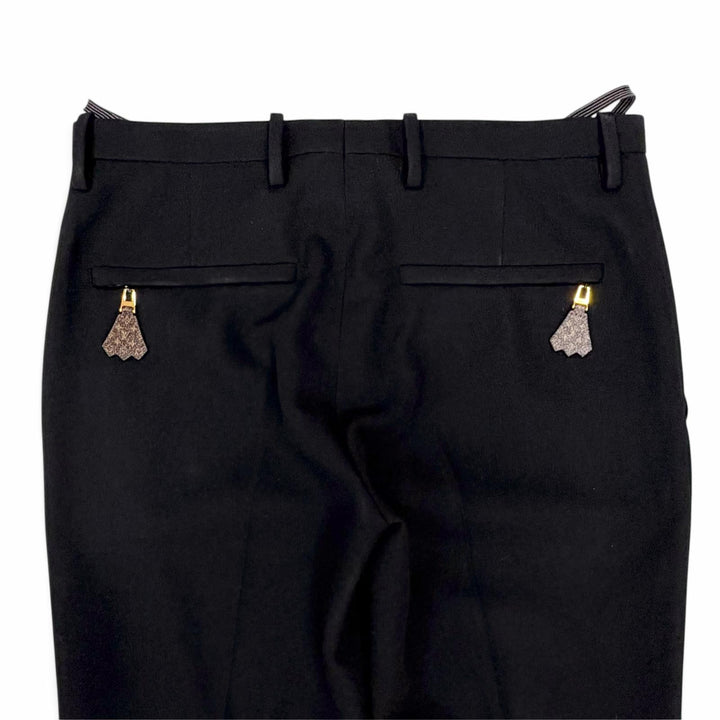 Pristine LOUIS VUITTON Pants Monogram tag slacks black wool Women IT 36
