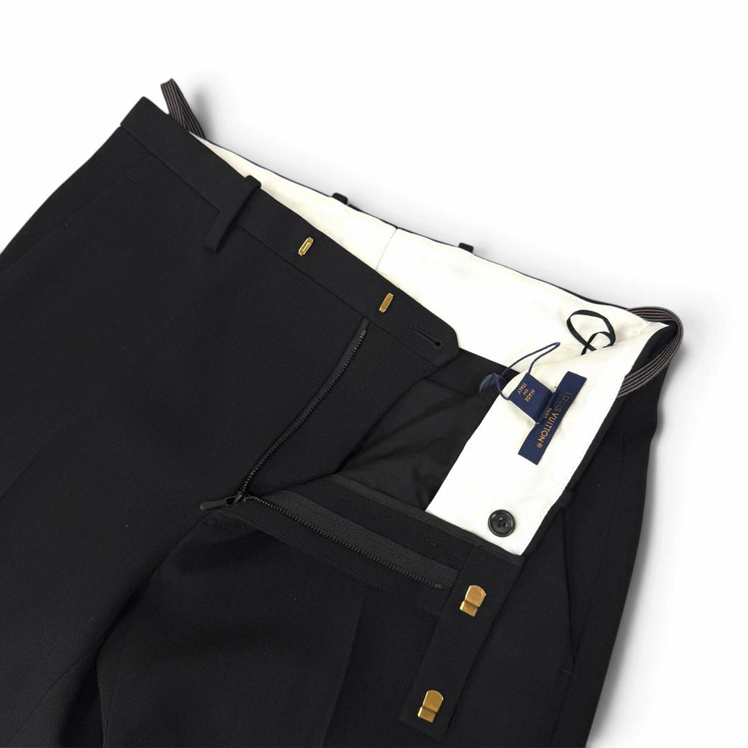 Pristine LOUIS VUITTON Pants Monogram tag slacks black wool Women IT 36