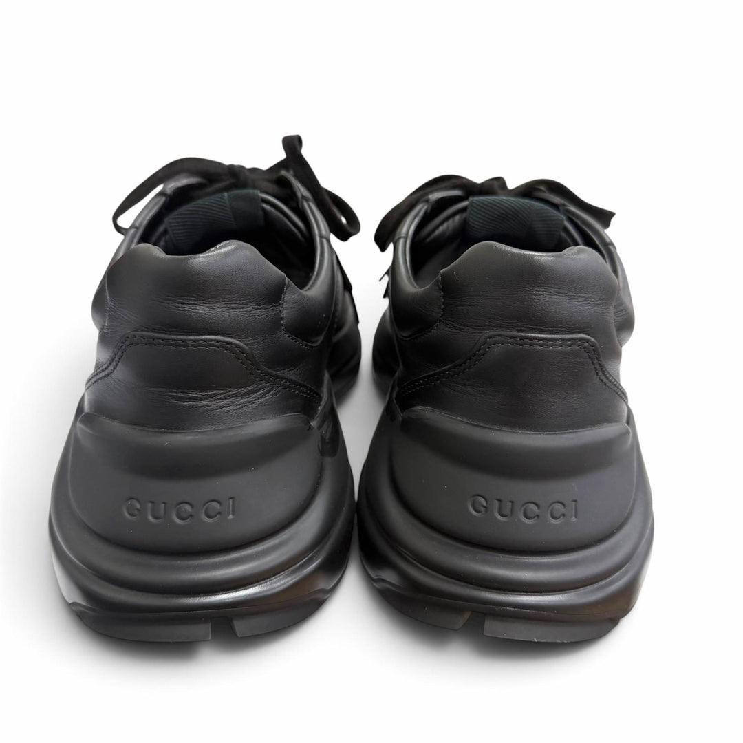 Excellent GUCCI Low cut sneakers Ryton Interlocking G black mens 6.5 757857