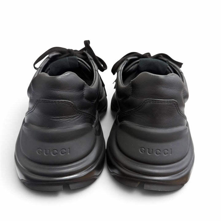 Excellent GUCCI Low cut sneakers Ryton Interlocking G black mens 6.5 757857