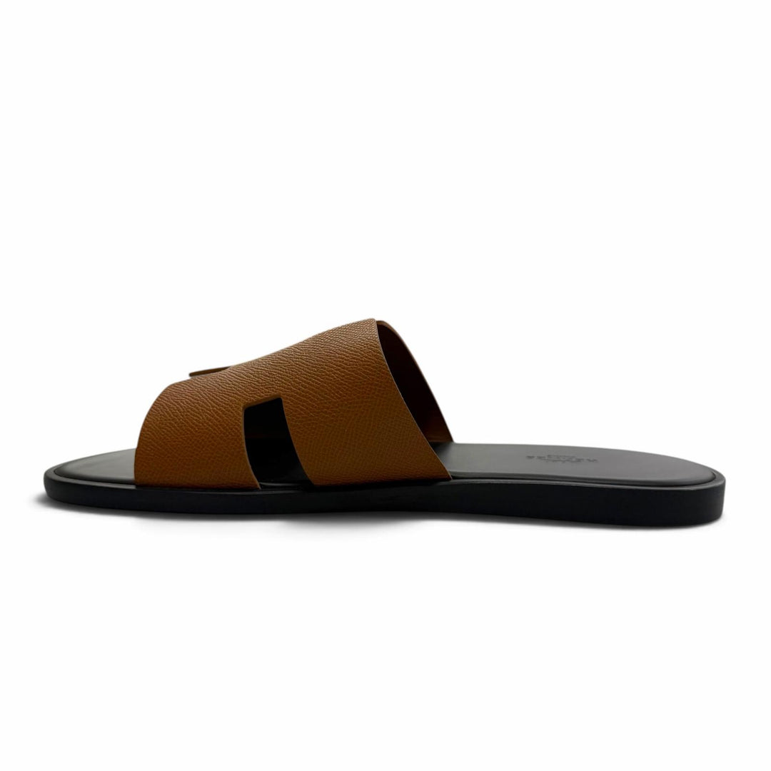 Pristine HERMES Sandals Izmir Heritage gold Epsom Leather mens IT 42