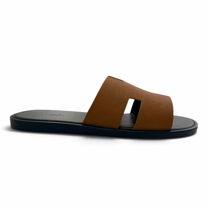 Pristine HERMES Sandals Izmir Heritage gold Epsom Leather mens IT 42