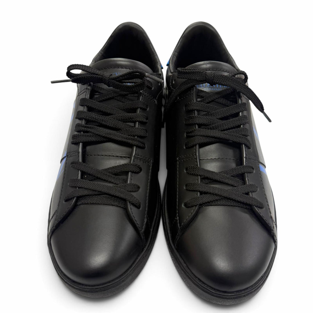 Excellent Valentino Garavani Low cut sneakers Lace up black leather mens IT 40