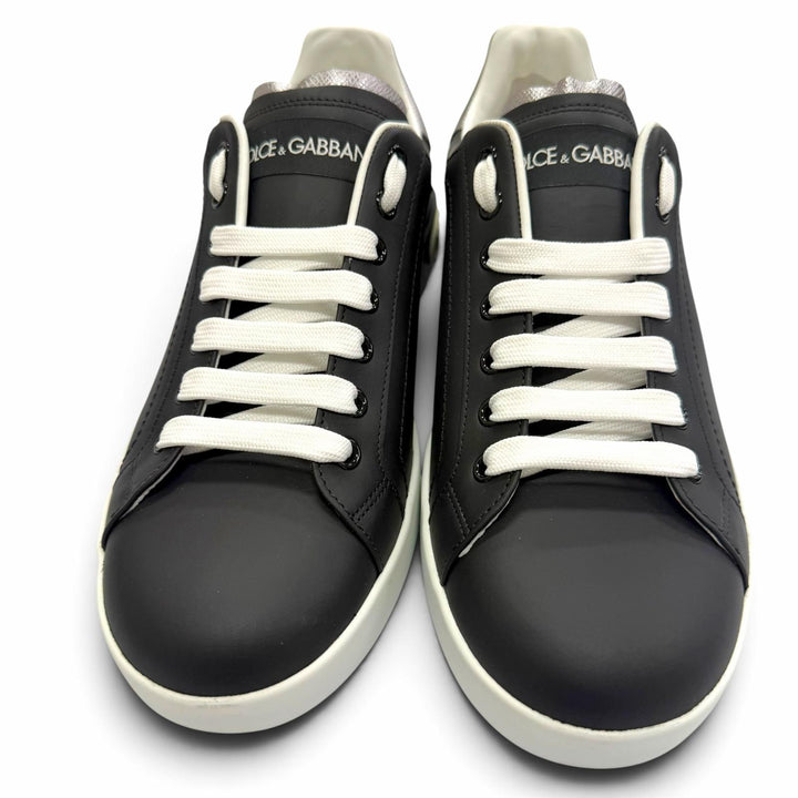 Pristine DOLCE&GABBANA Low cut sneakers Lace up black leather mens 6