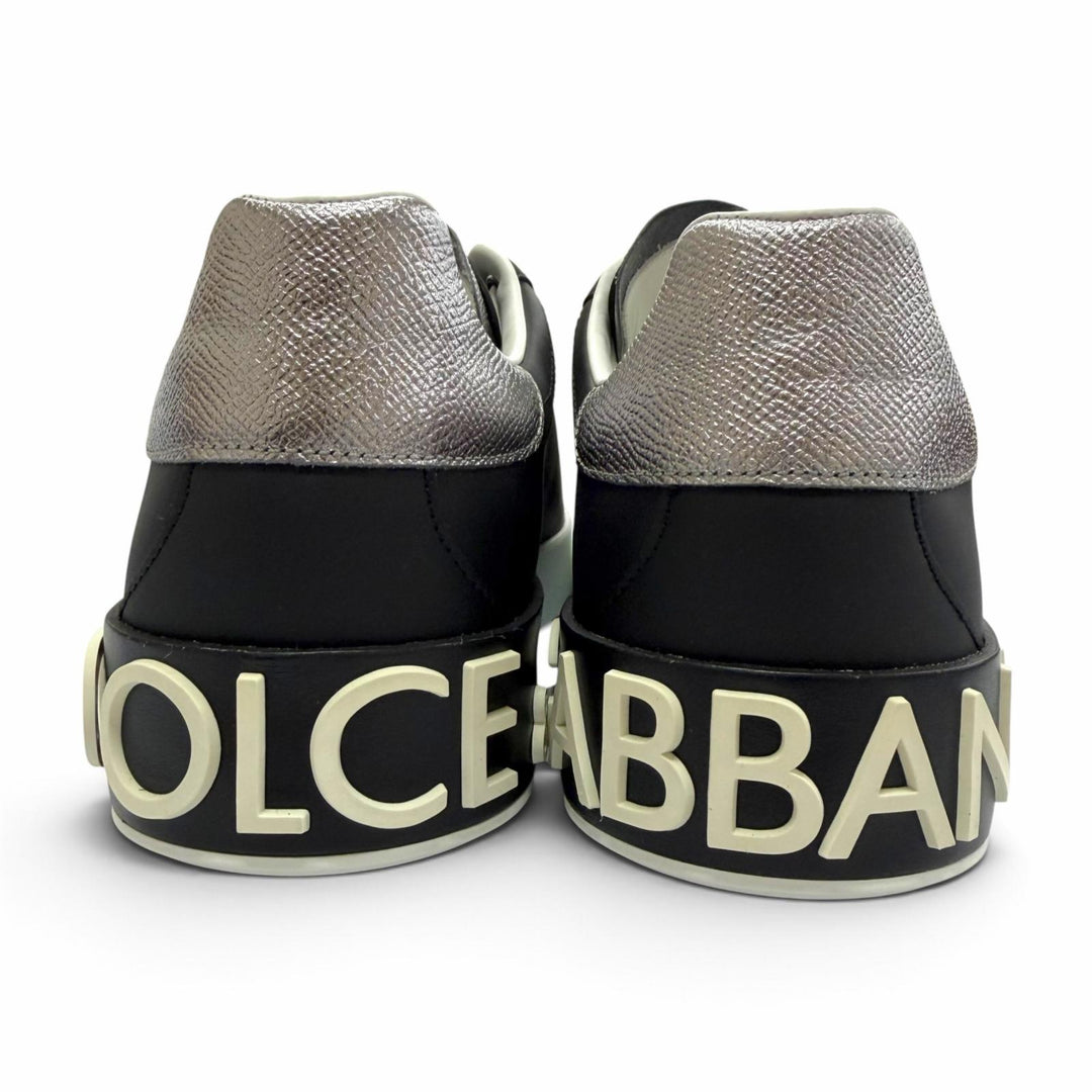 Pristine DOLCE&GABBANA Low cut sneakers Lace up black leather mens 6