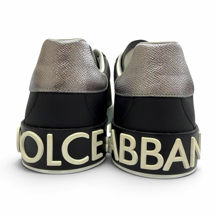 Pristine DOLCE&GABBANA Low cut sneakers Lace up black leather mens 6