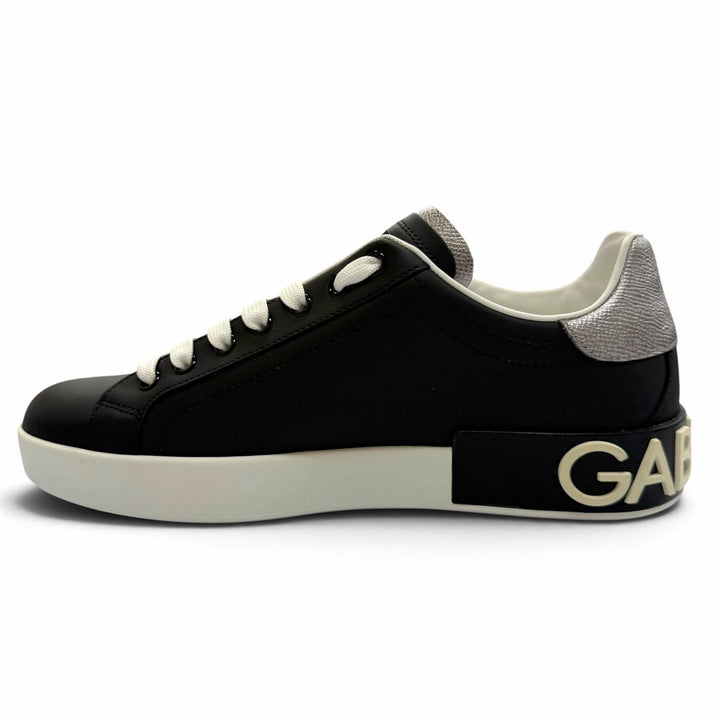 Pristine DOLCE&GABBANA Low cut sneakers Lace up black leather mens 6