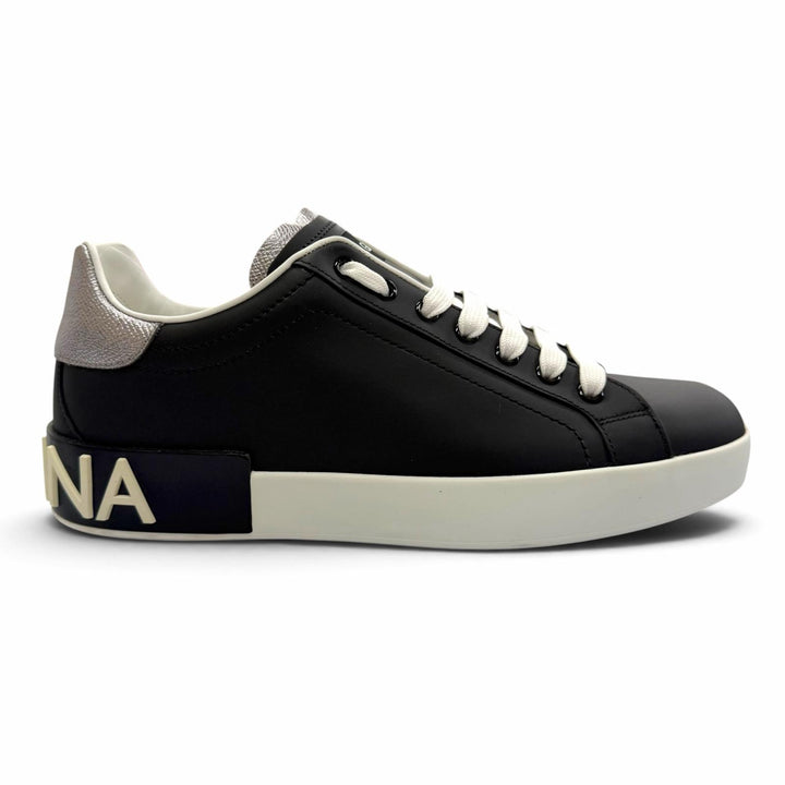 Pristine DOLCE&GABBANA Low cut sneakers Lace up black leather mens 6