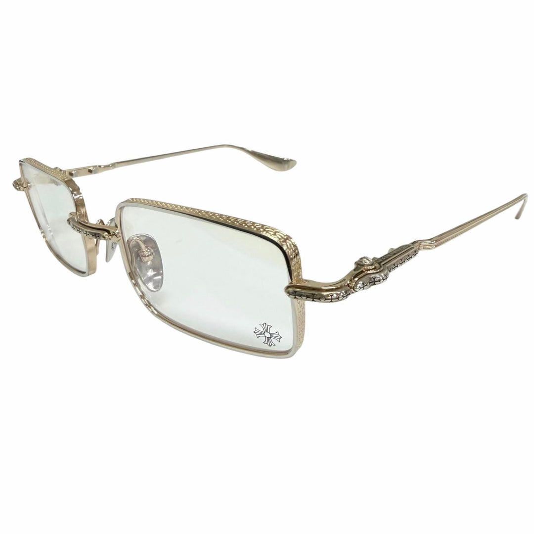 Great CHROME HEARTS Glasses BUCKLE RIDER Cross Square Frame gold SV925 mens