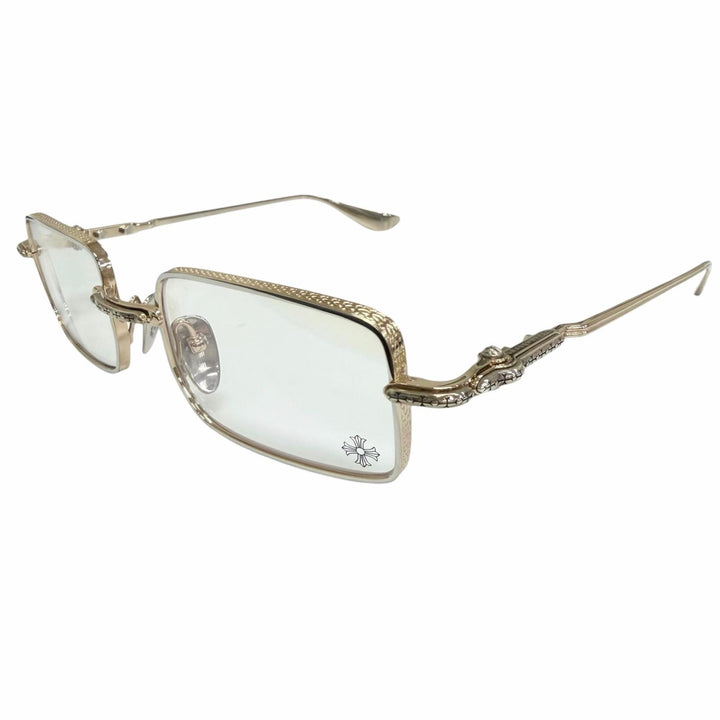 Great CHROME HEARTS Glasses BUCKLE RIDER Cross Square Frame gold SV925 mens