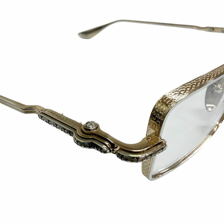 Great CHROME HEARTS Glasses BUCKLE RIDER Cross Square Frame gold SV925 mens