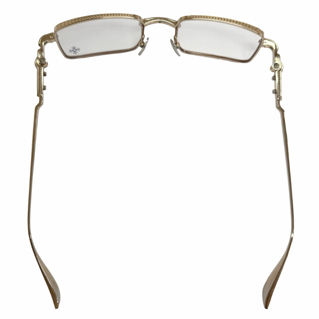 Great CHROME HEARTS Glasses BUCKLE RIDER Cross Square Frame gold SV925 mens