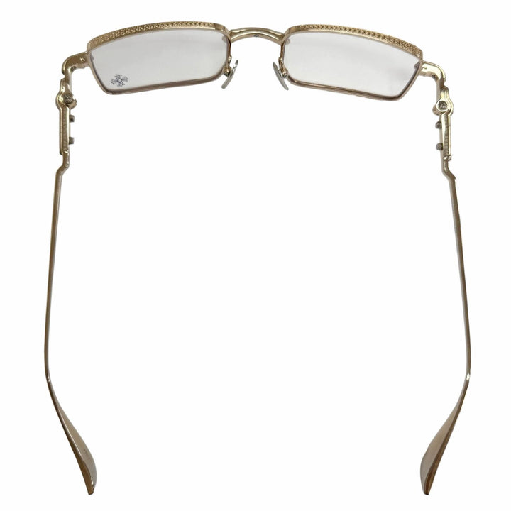 Great CHROME HEARTS Glasses BUCKLE RIDER Cross Square Frame gold SV925 mens