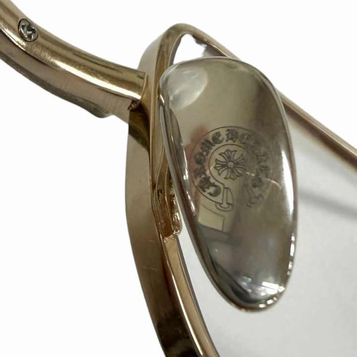Great CHROME HEARTS Glasses BUCKLE RIDER Cross Square Frame gold SV925 mens