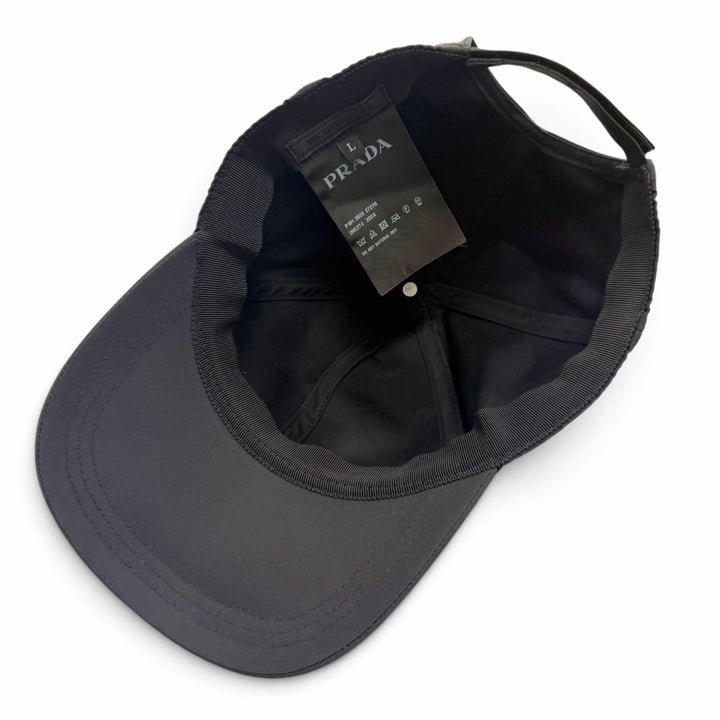 Excellent PRADA cap logo embroidery hat black Nylon mens L 2HC274 2CCA