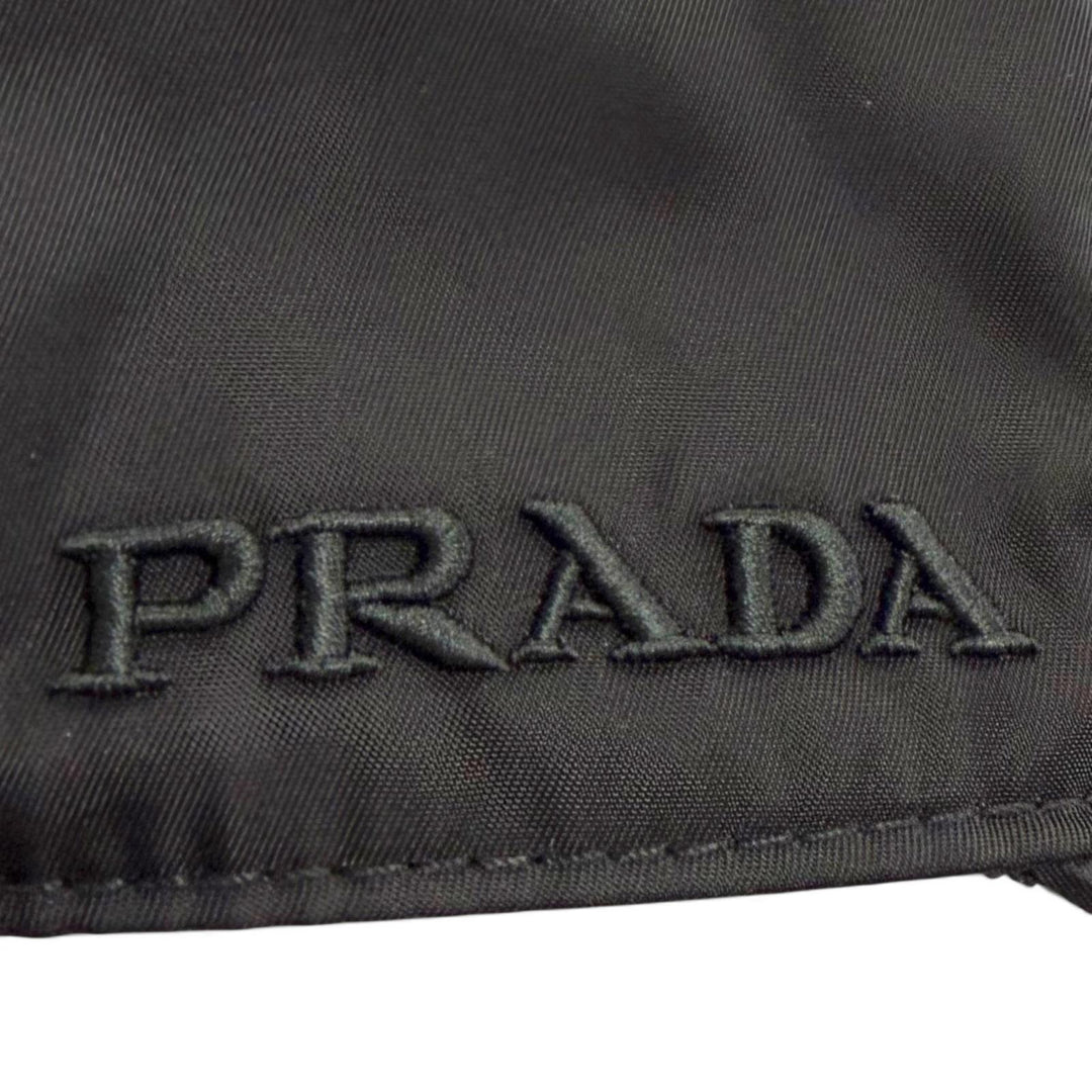 Excellent PRADA cap logo embroidery hat black Nylon mens L 2HC274 2CCA