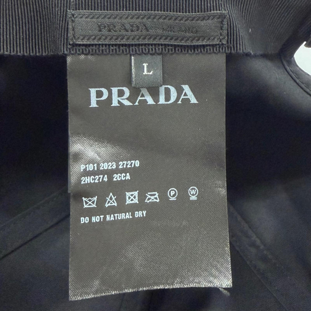 Excellent PRADA cap logo embroidery hat black Nylon mens L 2HC274 2CCA