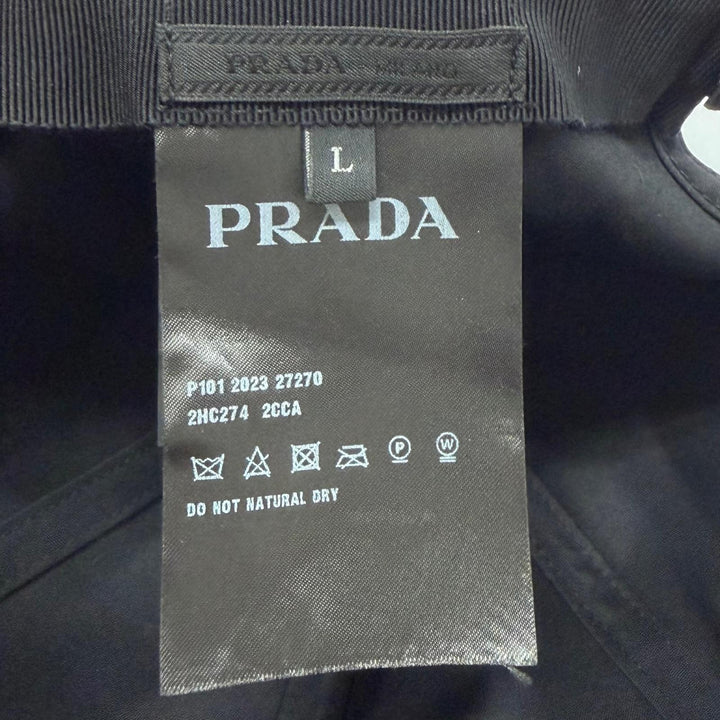 Excellent PRADA cap logo embroidery hat black Nylon mens L 2HC274 2CCA