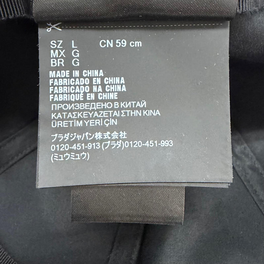 Excellent PRADA cap logo embroidery hat black Nylon mens L 2HC274 2CCA