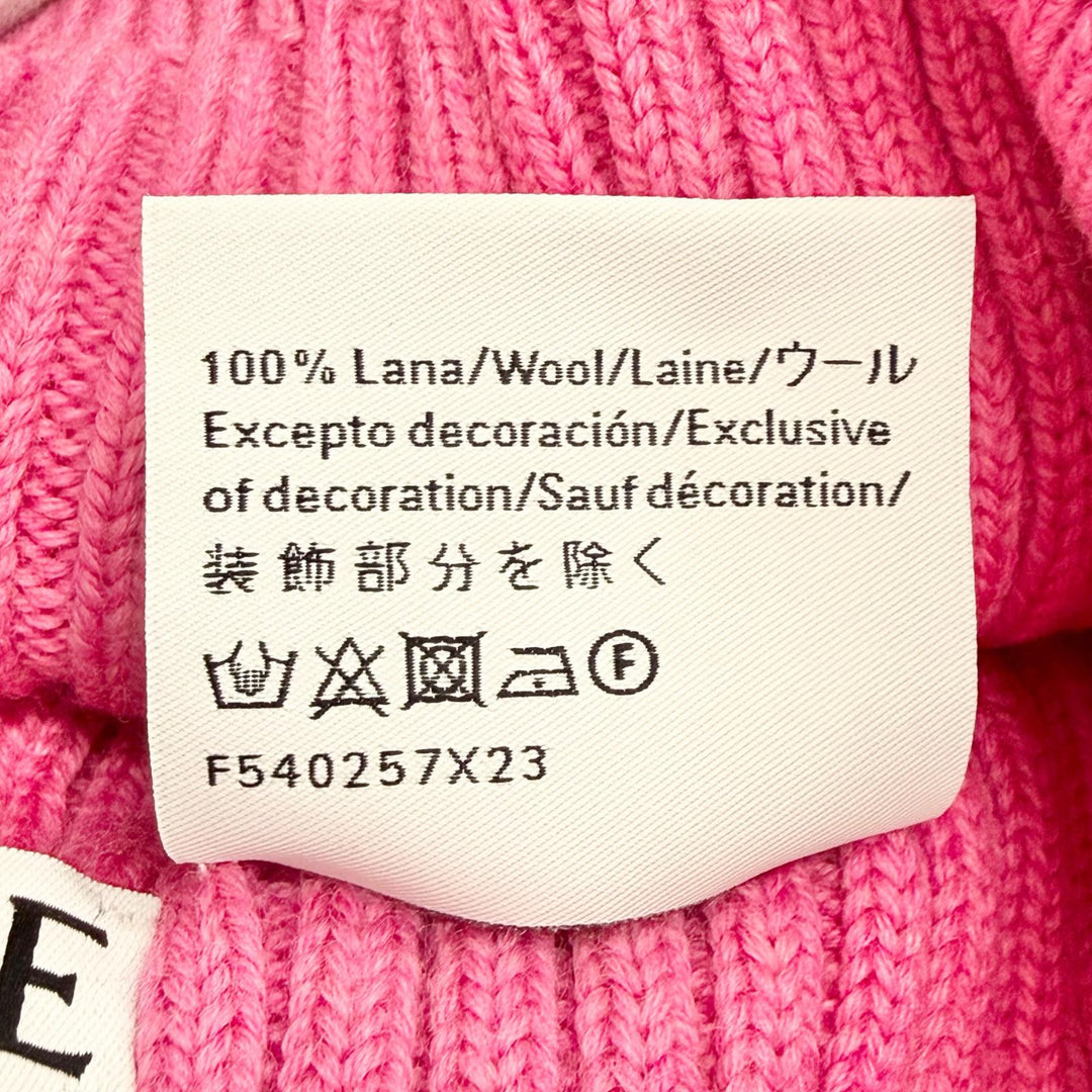 Excellent LOEWE Knit cap Logo Rib Knit Cap Beanie pink wool Women F540257X23
