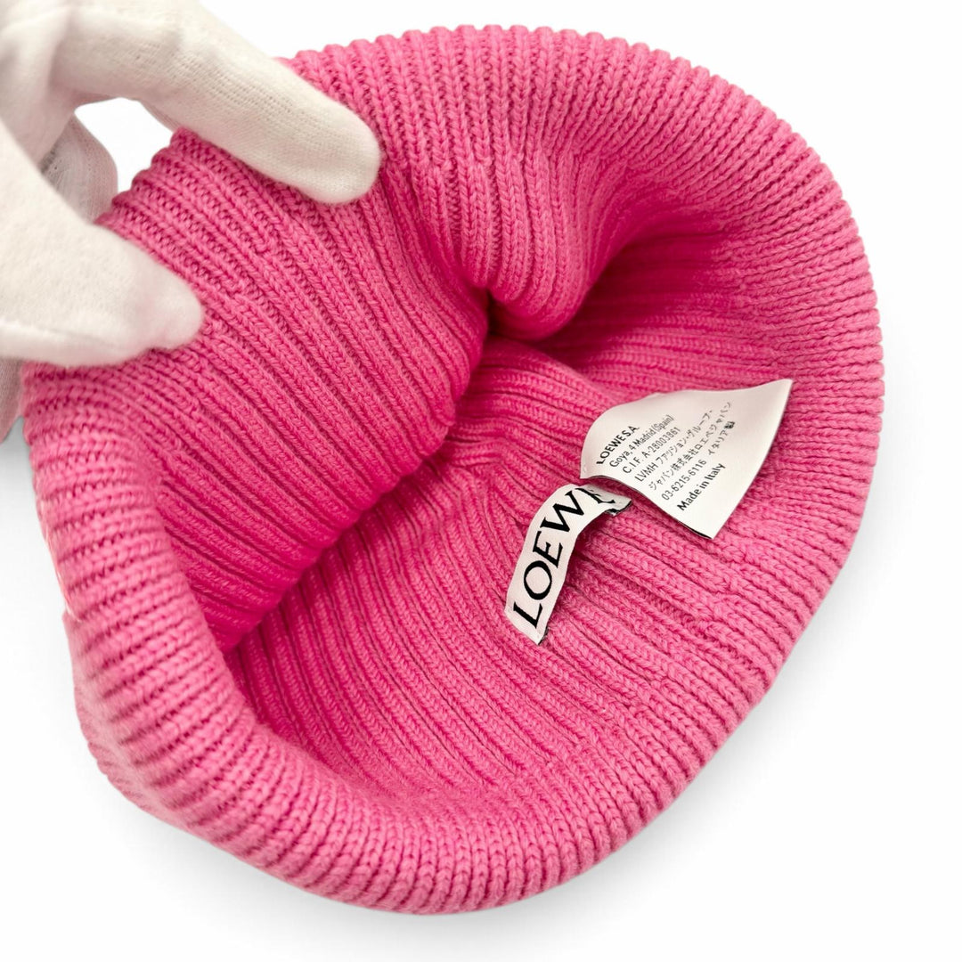 Excellent LOEWE Knit cap Logo Rib Knit Cap Beanie pink wool Women F540257X23