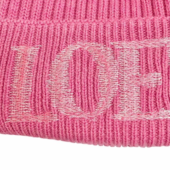 Excellent LOEWE Knit cap Logo Rib Knit Cap Beanie pink wool Women F540257X23