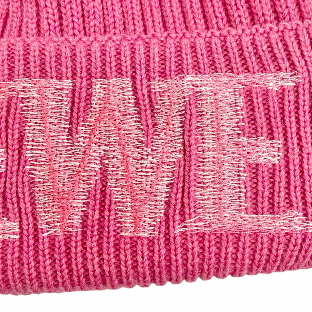 Excellent LOEWE Knit cap Logo Rib Knit Cap Beanie pink wool Women F540257X23