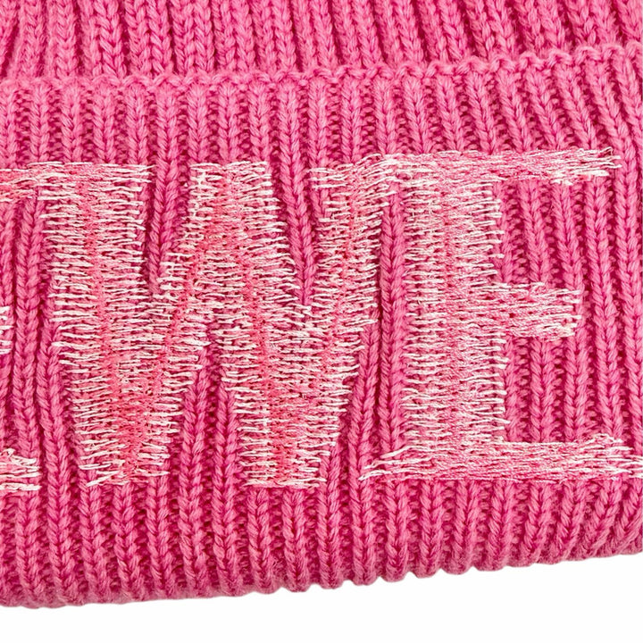 Excellent LOEWE Knit cap Logo Rib Knit Cap Beanie pink wool Women F540257X23