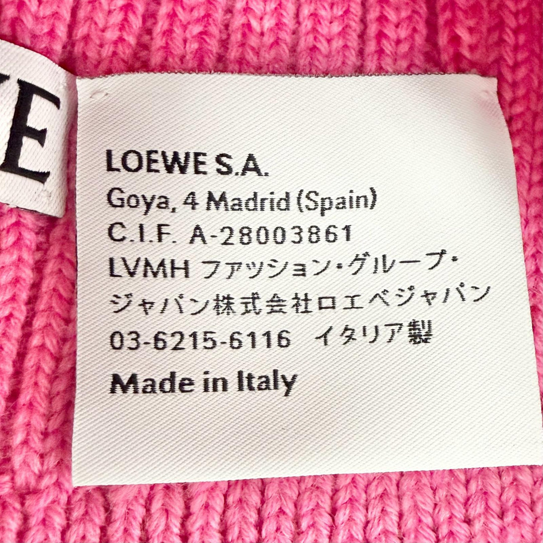 Excellent LOEWE Knit cap Logo Rib Knit Cap Beanie pink wool Women F540257X23