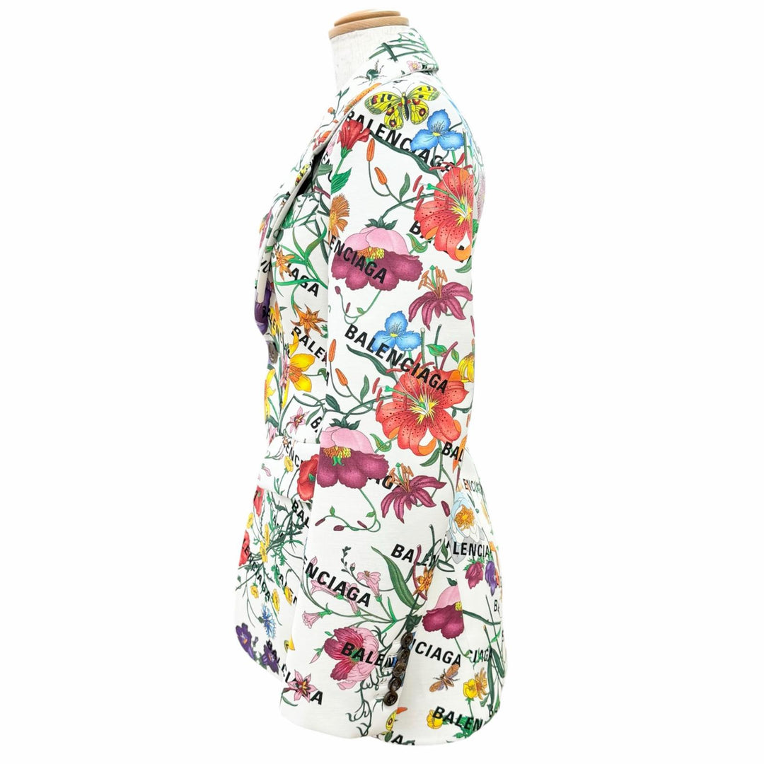 Excellent GUCCI BALENCIAGA tailored jacket Logo Floral Print 34 676217