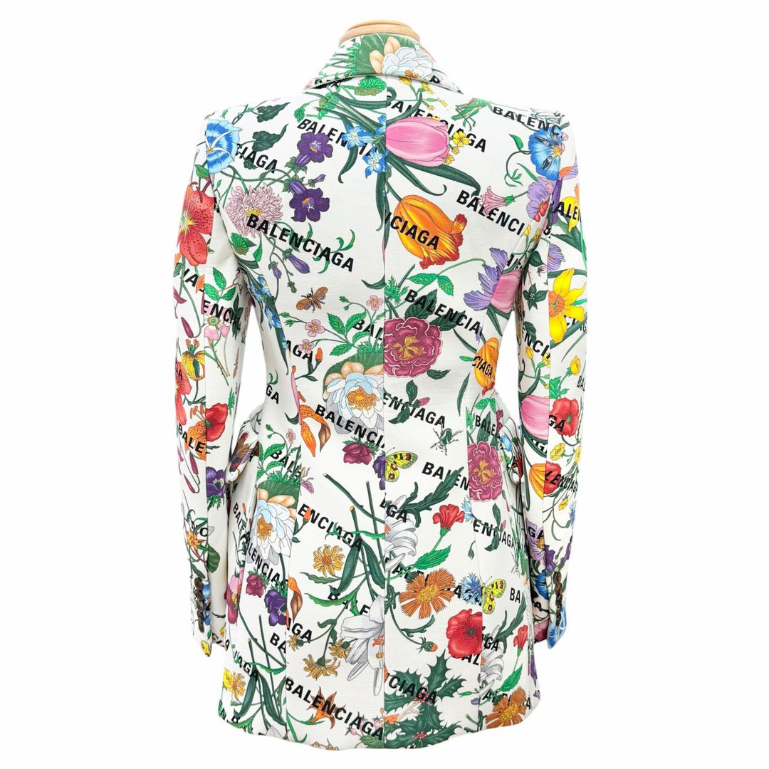 Excellent GUCCI BALENCIAGA tailored jacket Logo Floral Print 34 676217