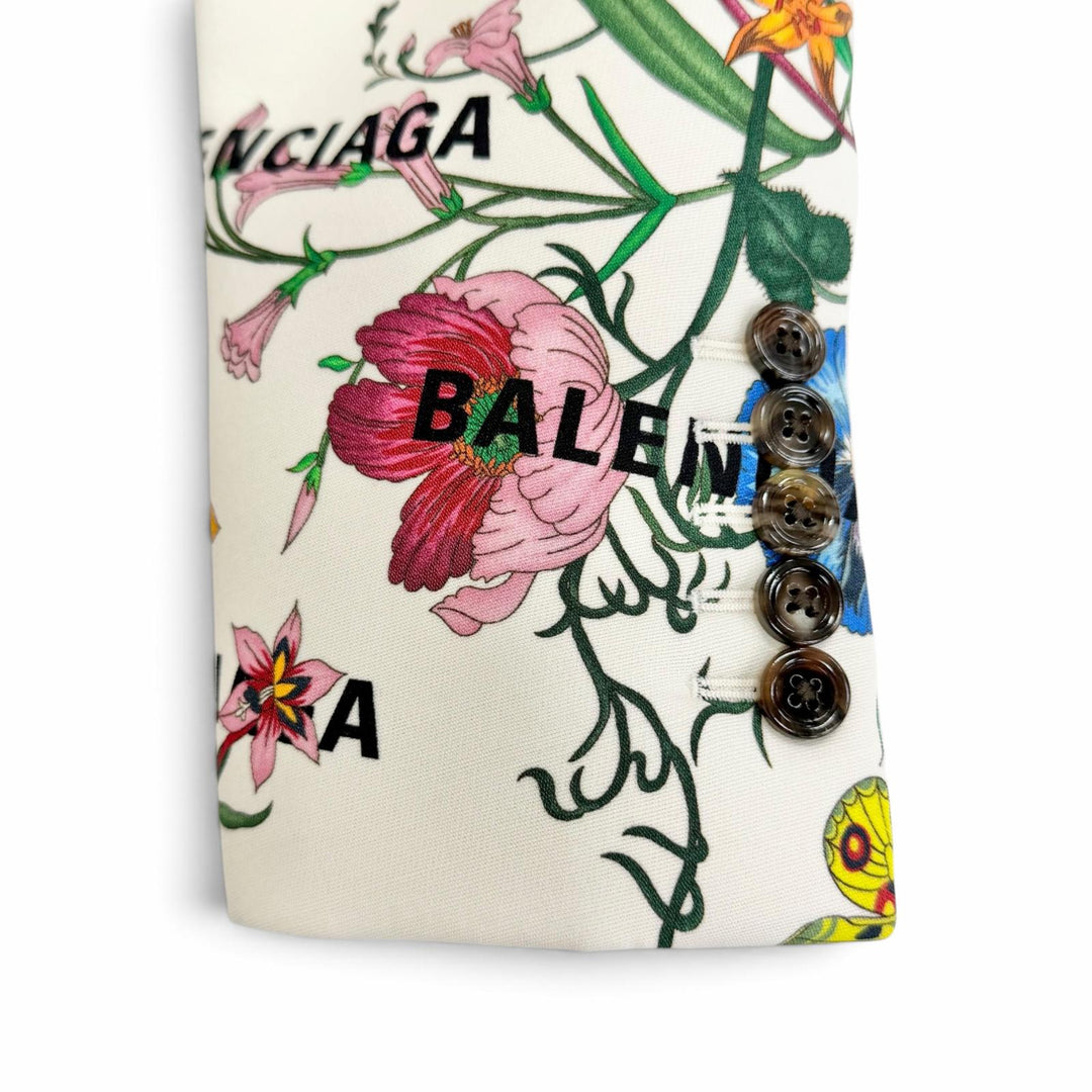 Excellent GUCCI BALENCIAGA tailored jacket Logo Floral Print 34 676217