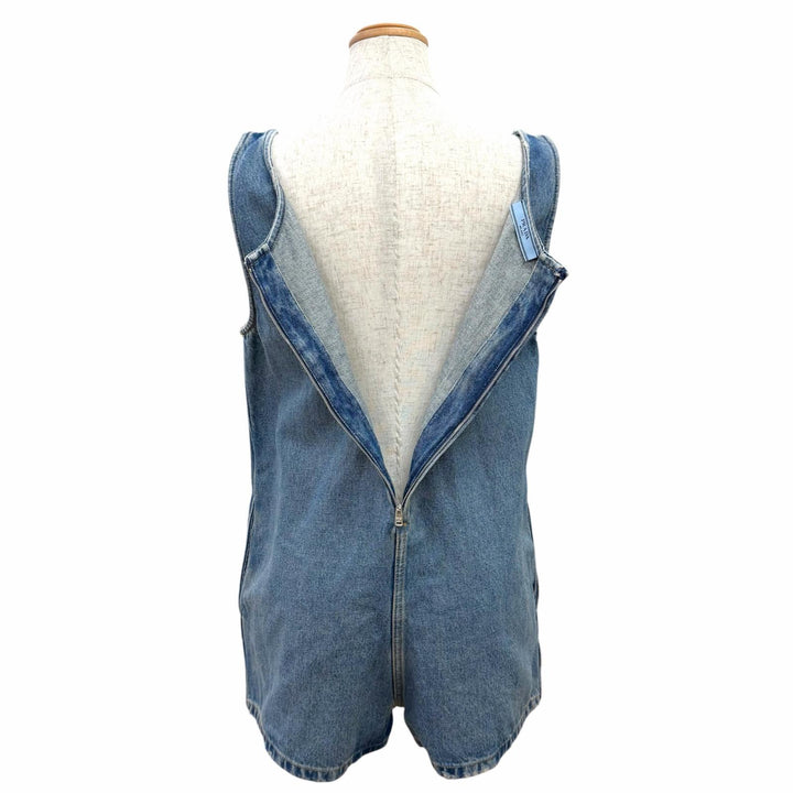 Excellent PRADA Overall Triangle logo distressed denim all-in-one IT 36 GFZ011