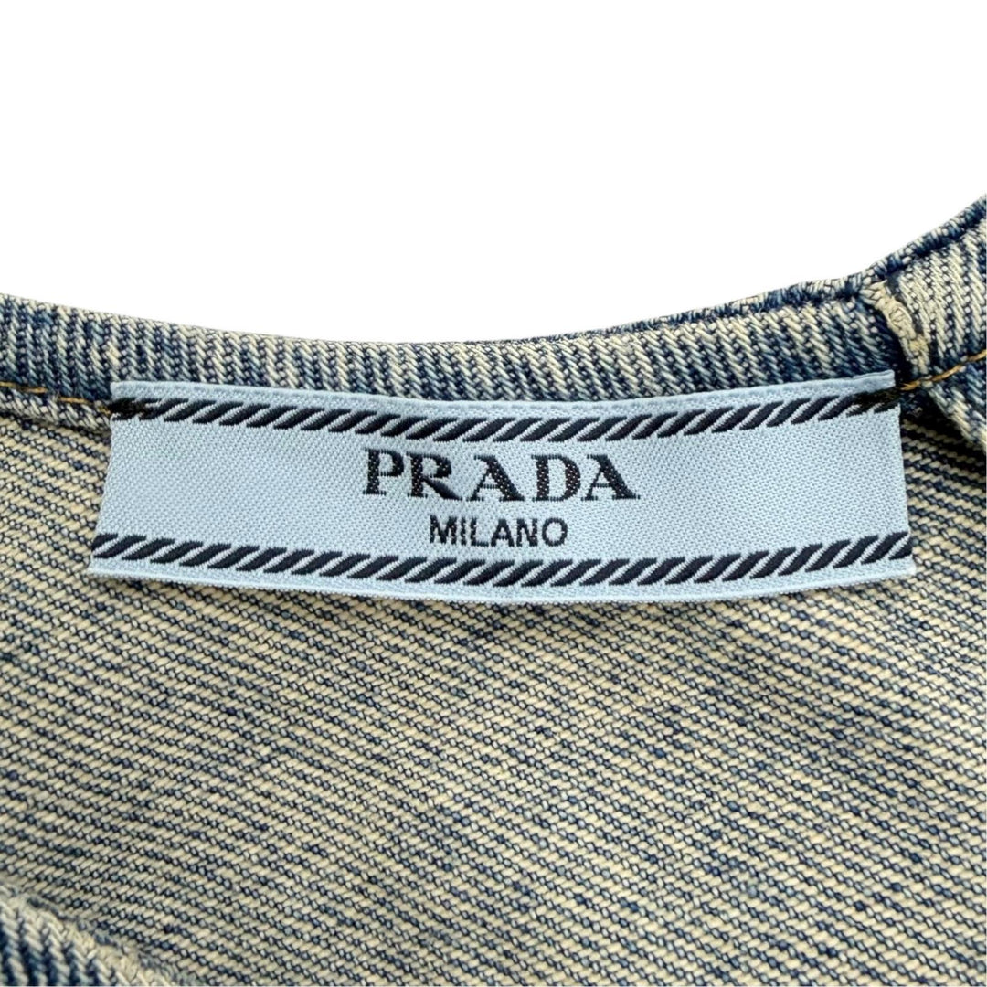 Excellent PRADA Overall Triangle logo distressed denim all-in-one IT 36 GFZ011