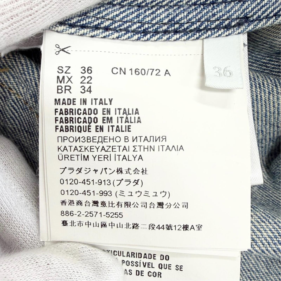 Excellent PRADA Overall Triangle logo distressed denim all-in-one IT 36 GFZ011