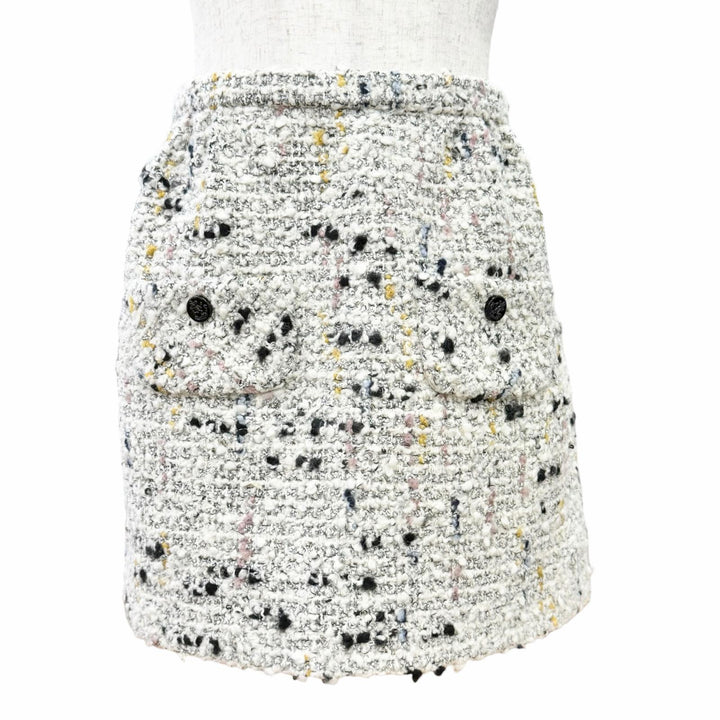 Pristine LOUIS VUITTON Tweed skirt Anchor Button Mini White system wool IT 40