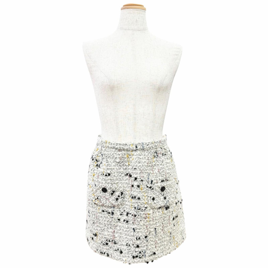 Pristine LOUIS VUITTON Tweed skirt Anchor Button Mini White system wool IT 40