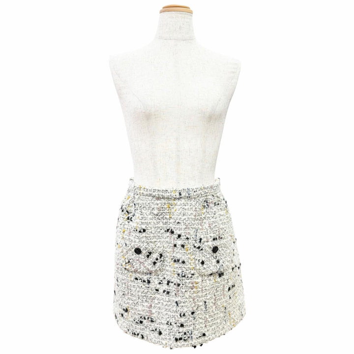 Pristine LOUIS VUITTON Tweed skirt Anchor Button Mini White system wool IT 40