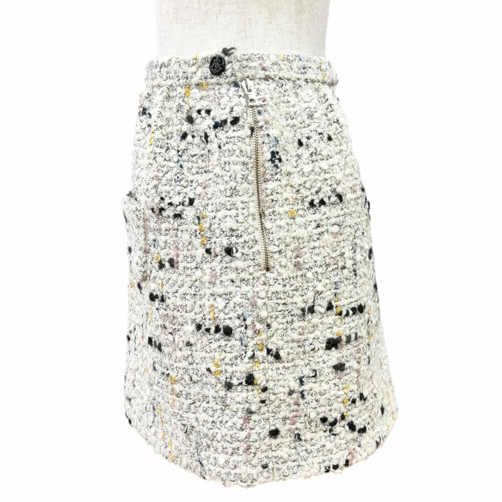 Pristine LOUIS VUITTON Tweed skirt Anchor Button Mini White system wool IT 40
