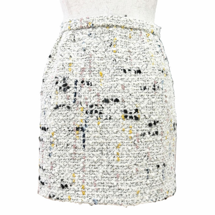 Pristine LOUIS VUITTON Tweed skirt Anchor Button Mini White system wool IT 40