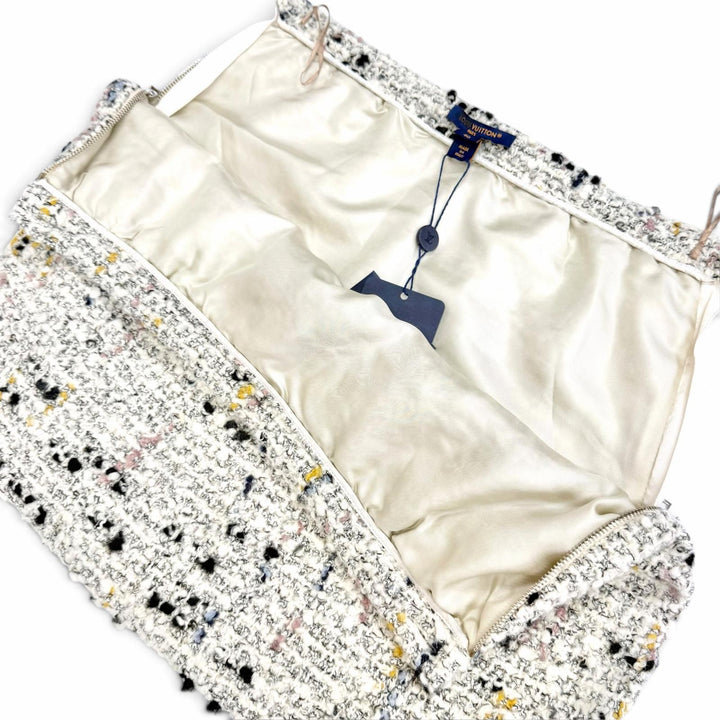 Pristine LOUIS VUITTON Tweed skirt Anchor Button Mini White system wool IT 40