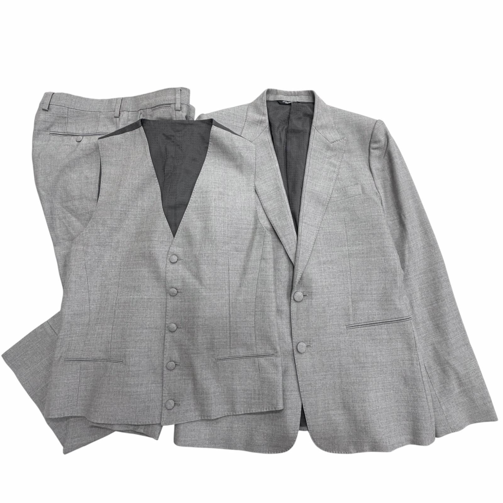 DOLCE&GABBANA スーツ 48サイズ グレーストライプ 裾直し済 美品 Excellent DOLCE&GABBANA suit 3-piece two-piece set single gray