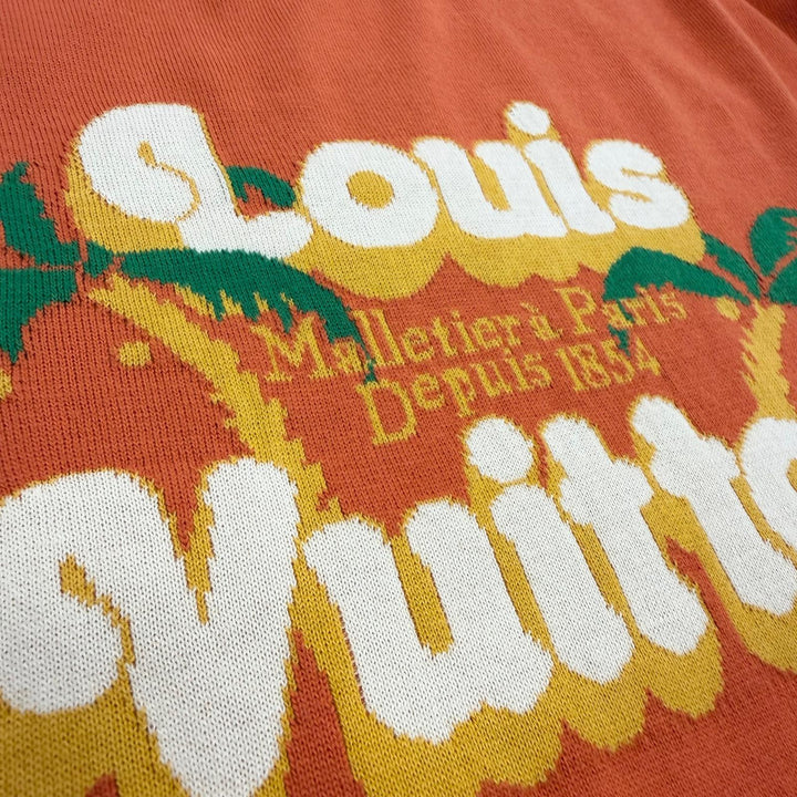 Pristine LOUIS VUITTON Short sleeve knit Palm Tree Intarsia Short Sleeve Orange