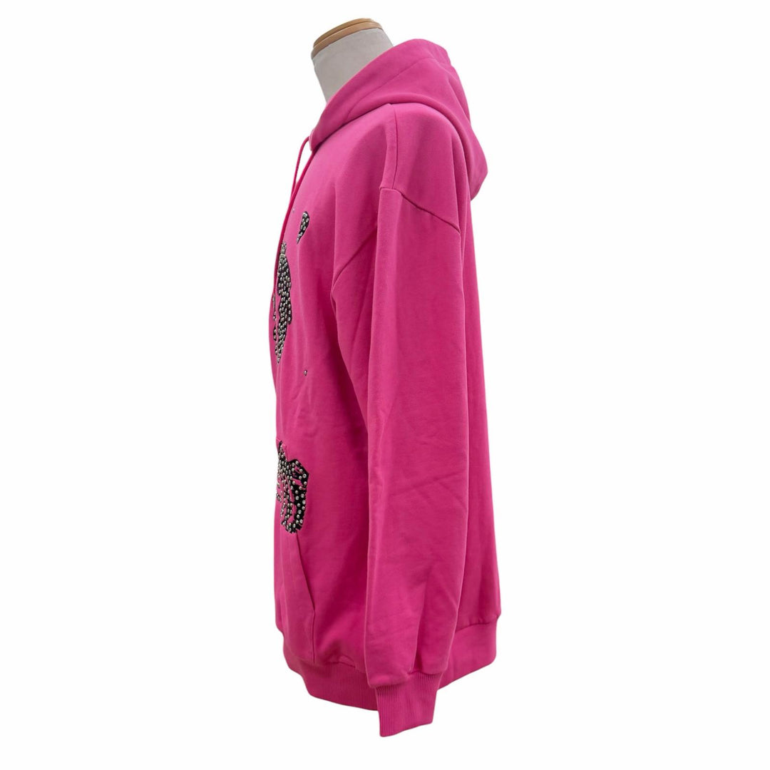 Excellent CELINE hoodie Palm Tree Studded Hooded Pullover pink mens XS 2Y795670Q