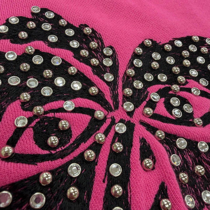 Excellent CELINE hoodie Palm Tree Studded Hooded Pullover pink mens XS 2Y795670Q