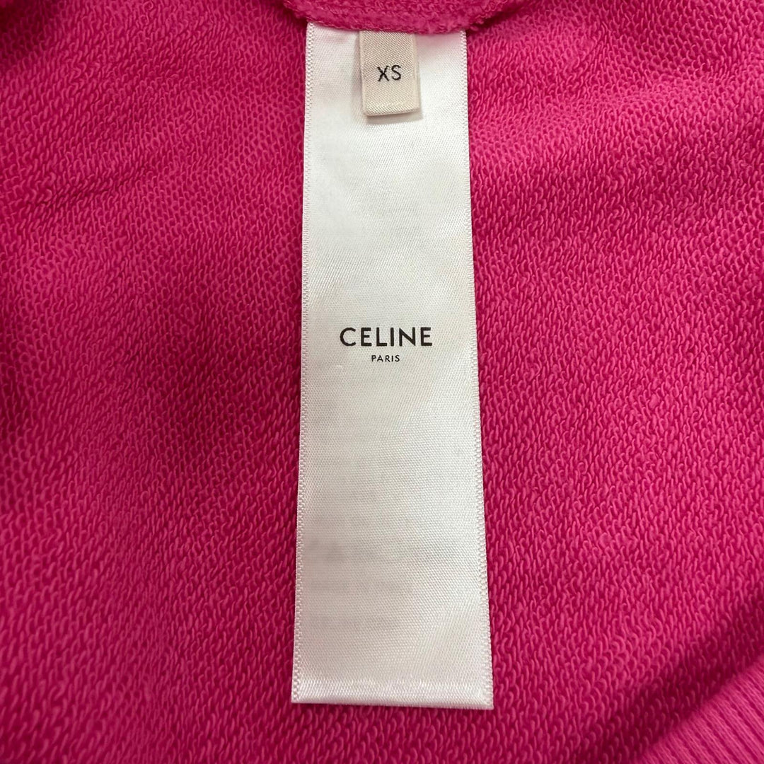 Excellent CELINE hoodie Palm Tree Studded Hooded Pullover pink mens XS 2Y795670Q