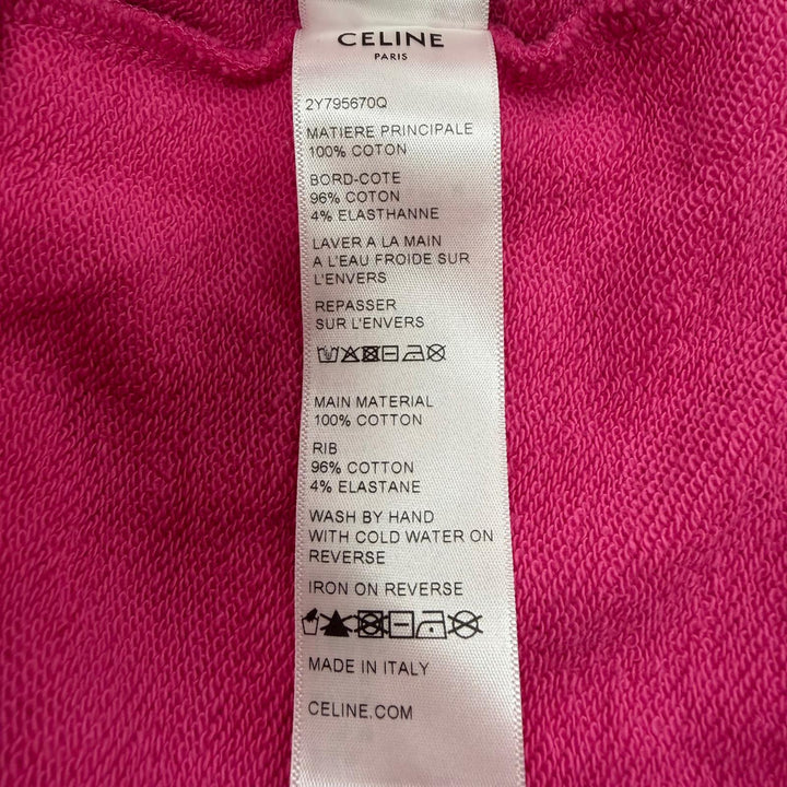 Excellent CELINE hoodie Palm Tree Studded Hooded Pullover pink mens XS 2Y795670Q